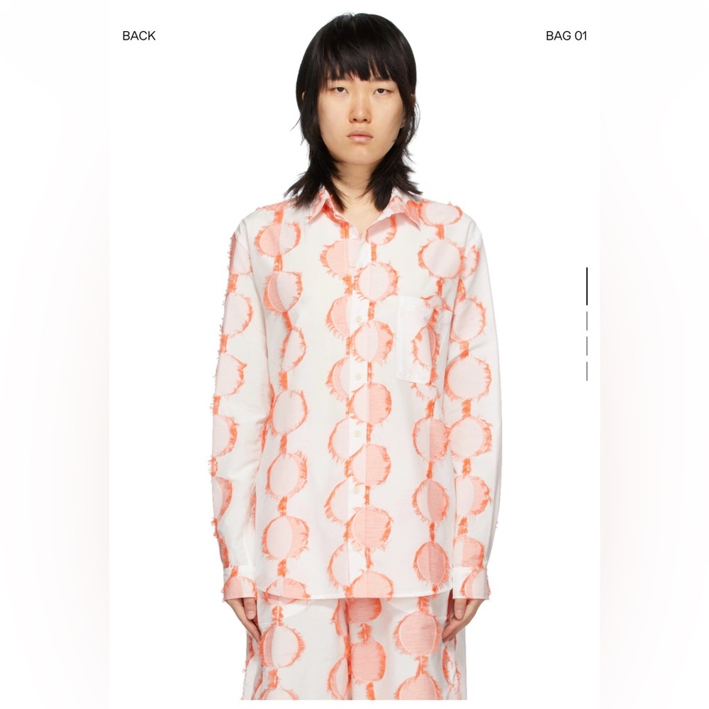 Henrick Vibskov Orange and White Fil Coupe Glue Shirt